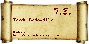Tordy Bodomér névjegykártya